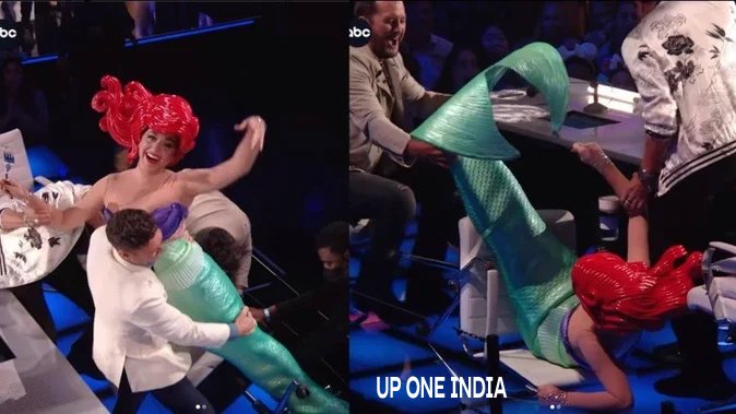 American Idol: आफत बनी केटी पैरी की ड्रेस, कुर्सी सहित नीचे गिरीं, वीडियो वायरल